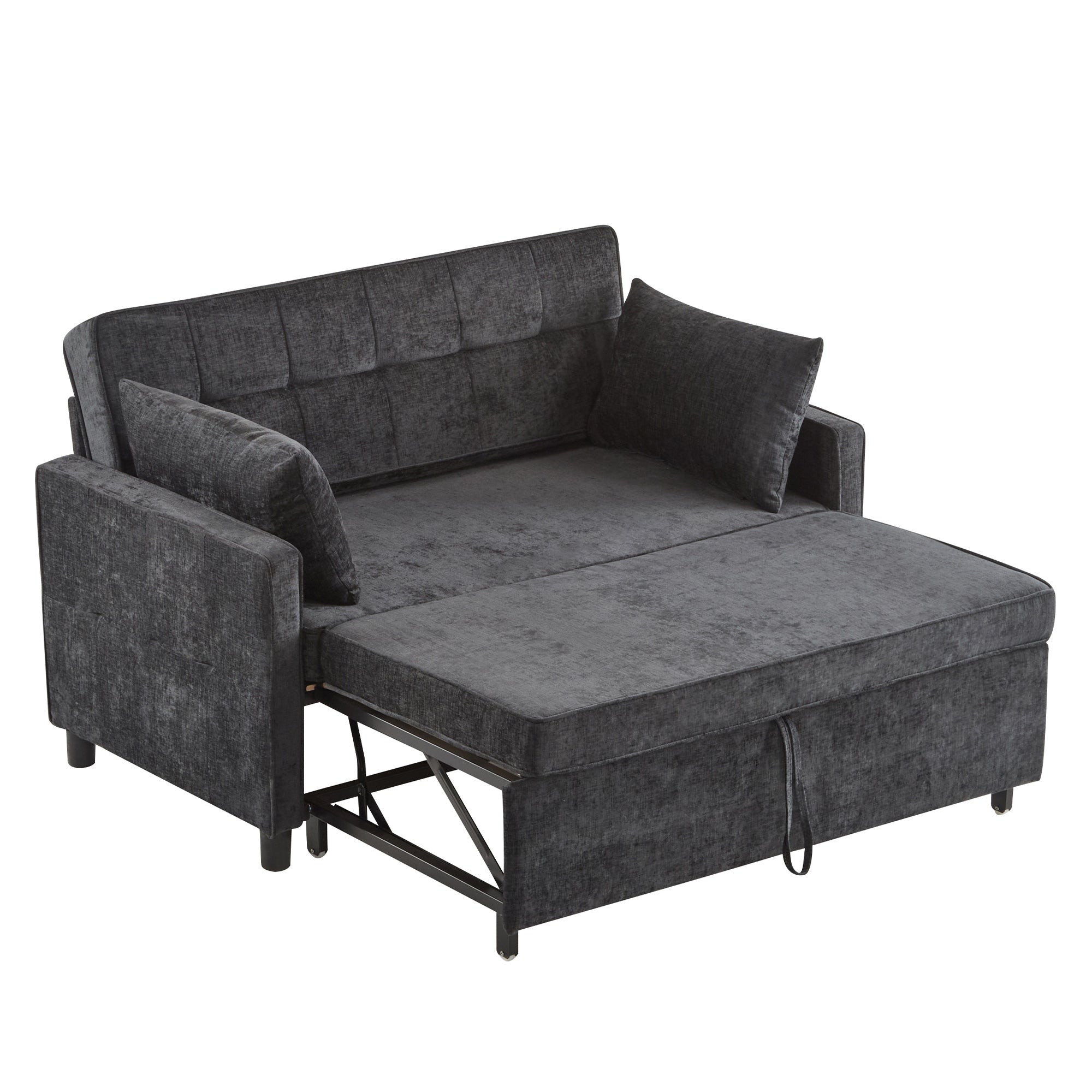 Sofa Bed Two-Seater Sleeper, Adjustable Backrest High-Density Foam, Chenille Fabric