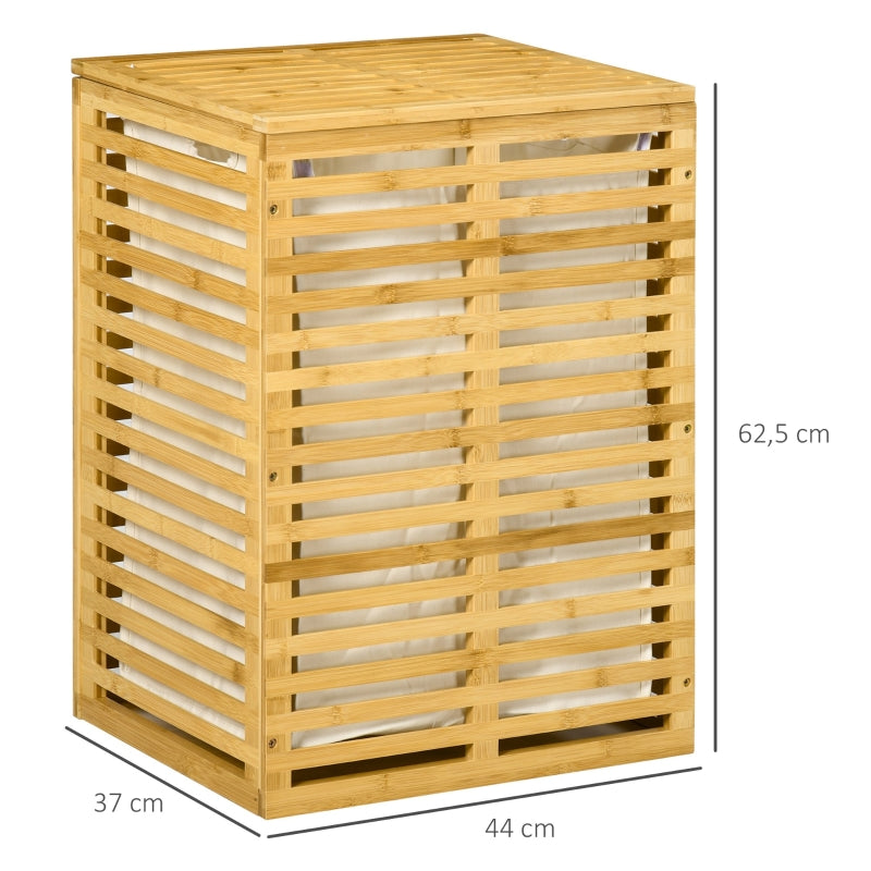 Wäschekorb Bambus, 63L, herausnehmbarer Beutel, Naturholz