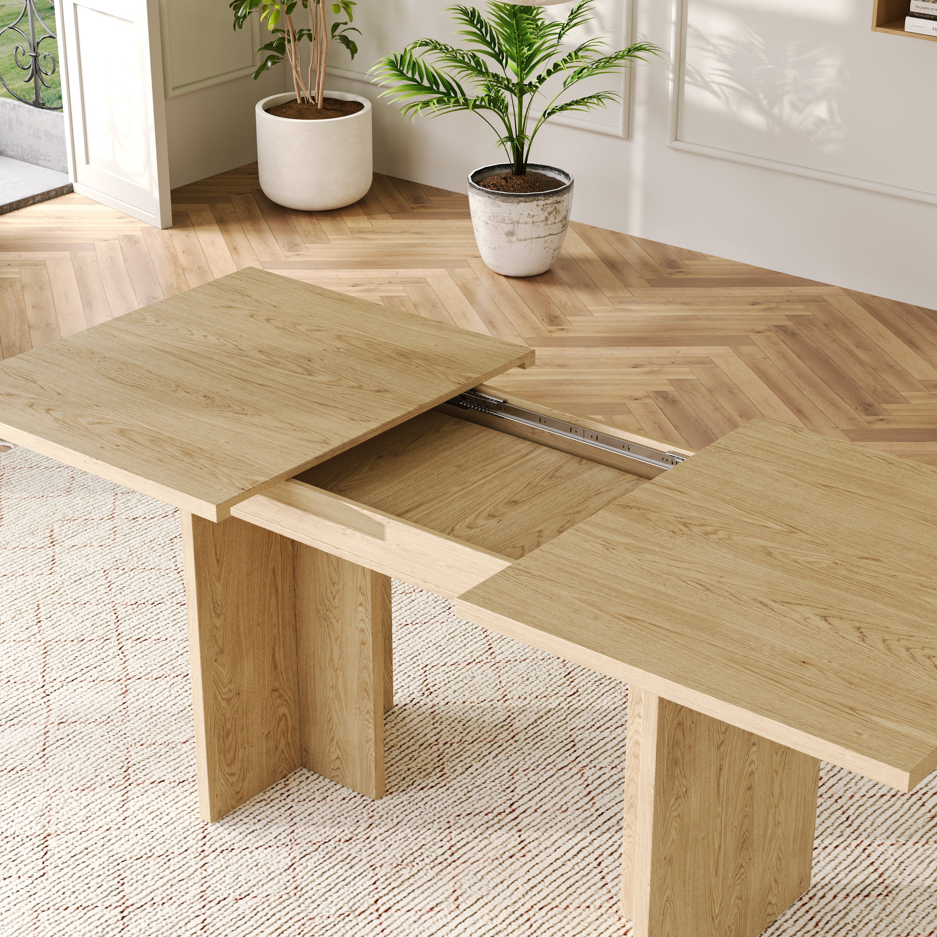 Extendable Dining Table 140/180x80cm Rectangular 6-8 Seater - Oak Color