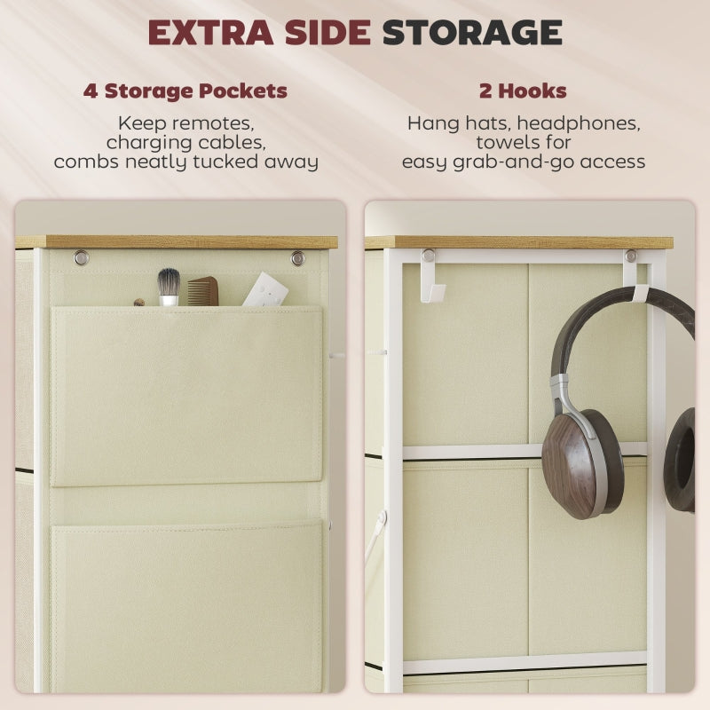 Chest of Drawers, Eight Fabric Drawers - Beige