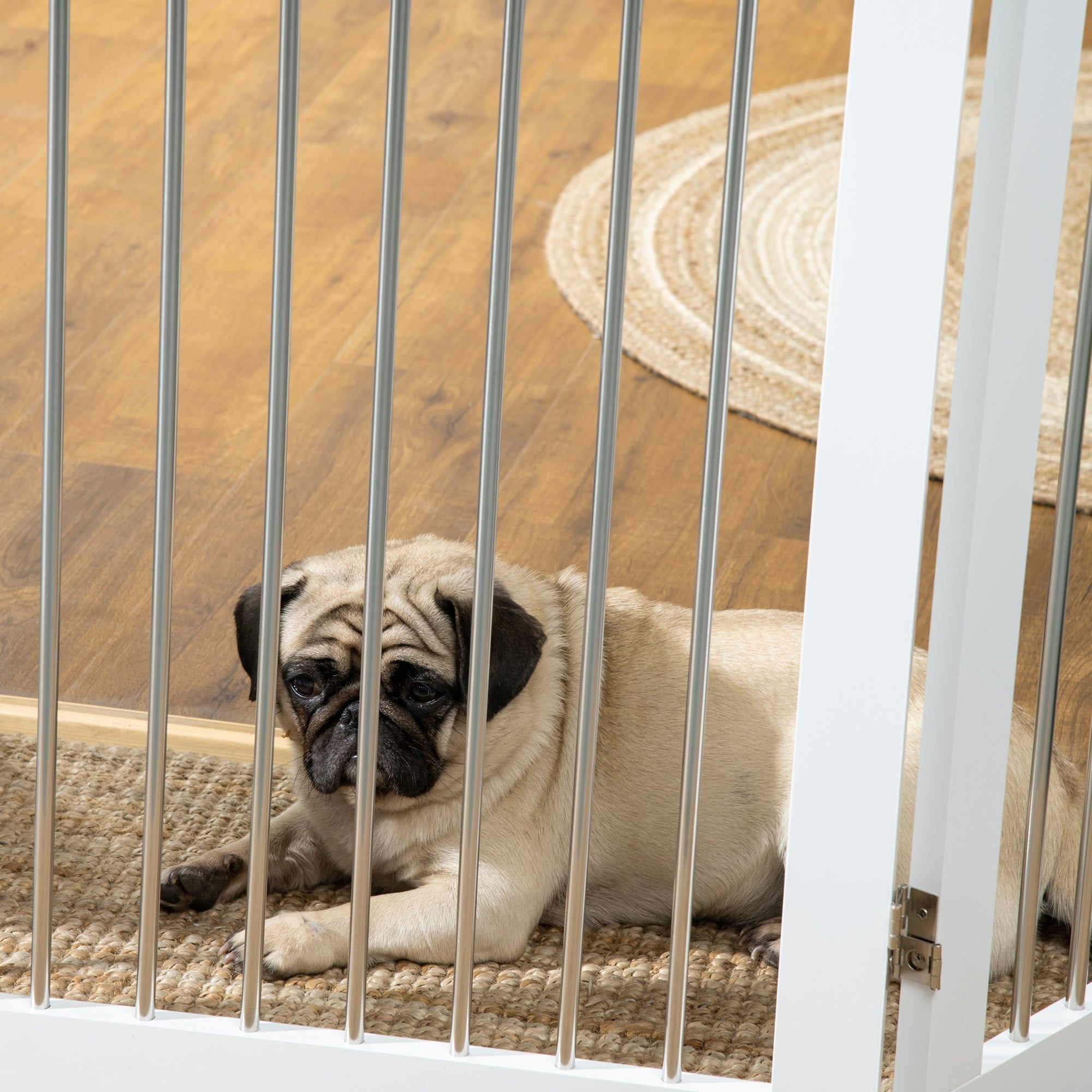 Dog Gate Foldable 3-Panel Stair Safety Barrier, White