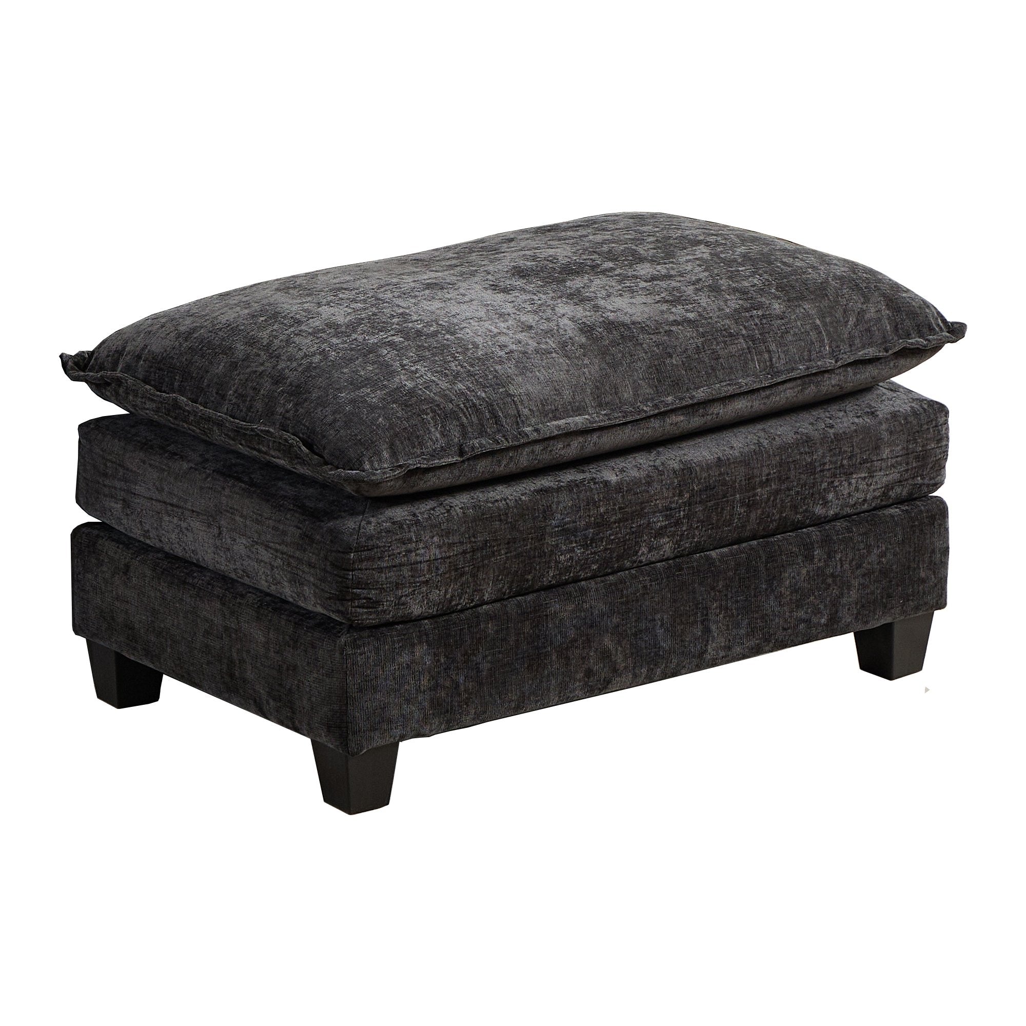Cloud Sofa Ottoman - Modern Sectional Double Layer Cushion - Black Chenille