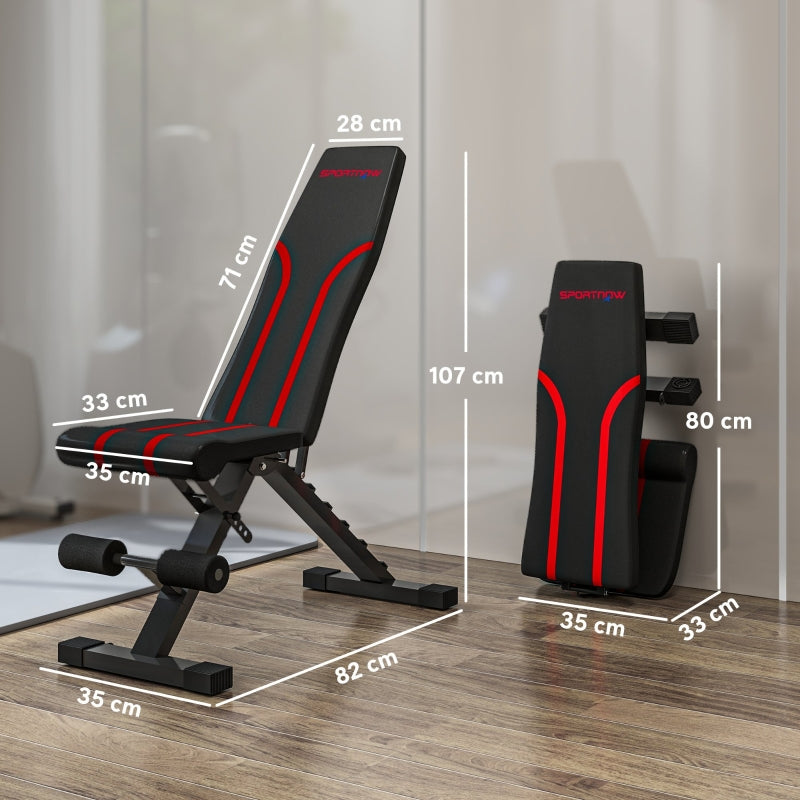 Foldable Workout Bench, 6-Position Backrest 4-Position Seat, Padded Black