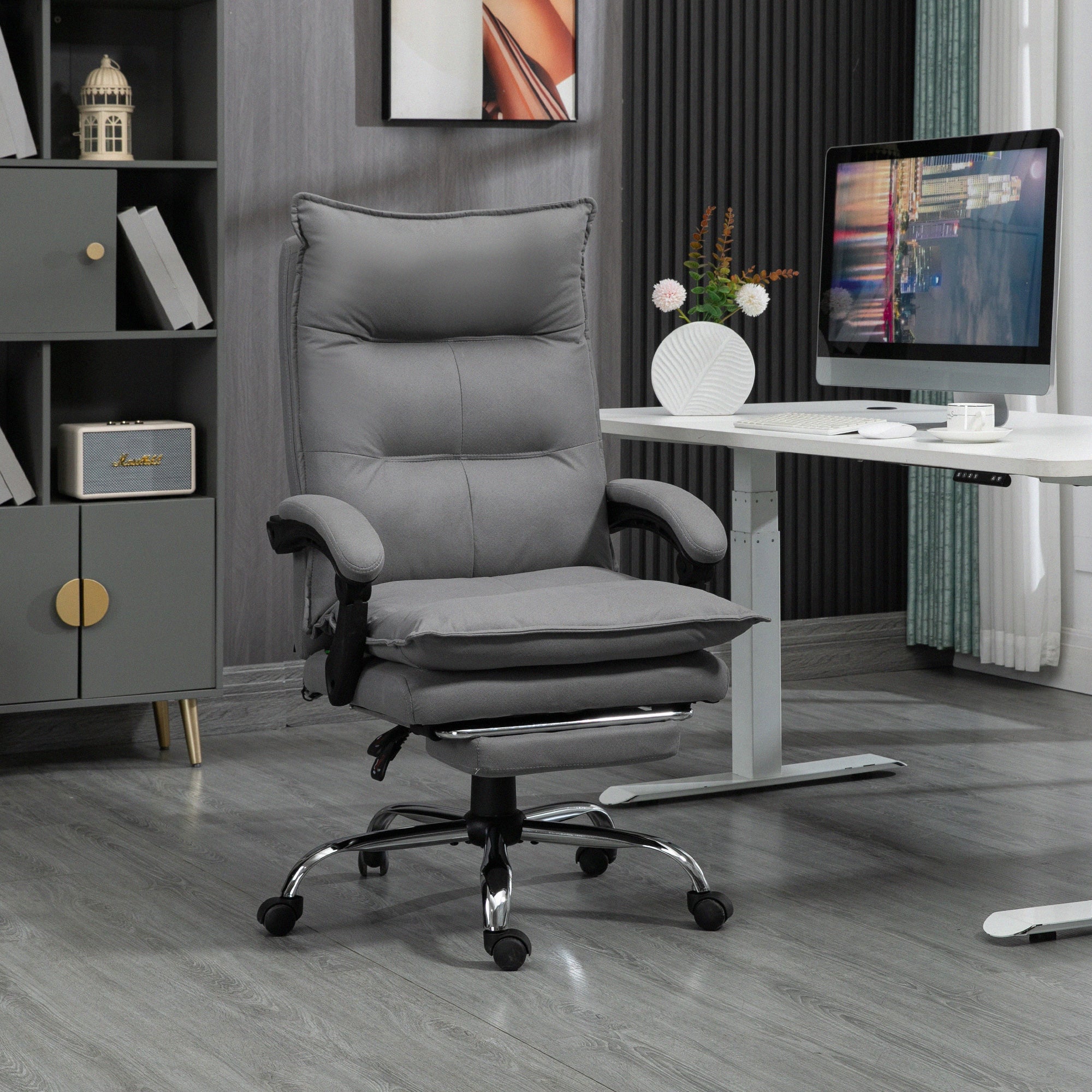 Vinsetto Office Chair, Massage Function, Height-Adjustable, Dark Grey