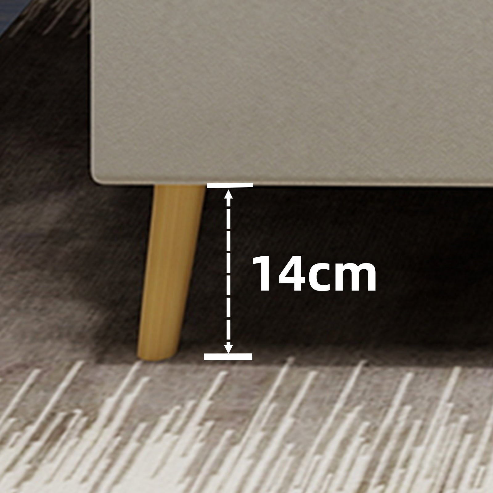 Upholstered Bed, Modern Minimalist with LED Headboard, 140x200 cm, Beige