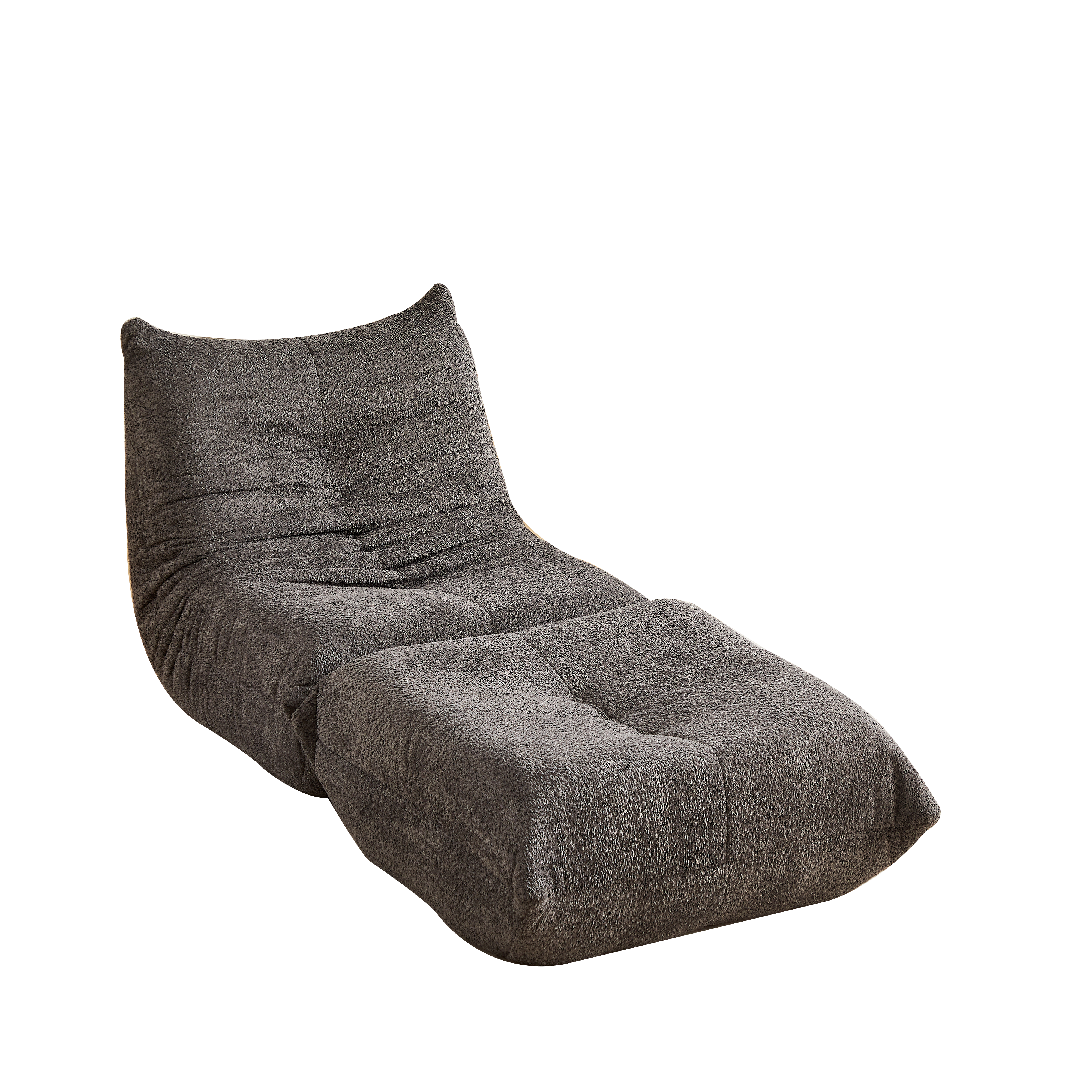 Togo Sofa with Footrest, Armless Floor Lounge Chair with Memory Foam, Chenille