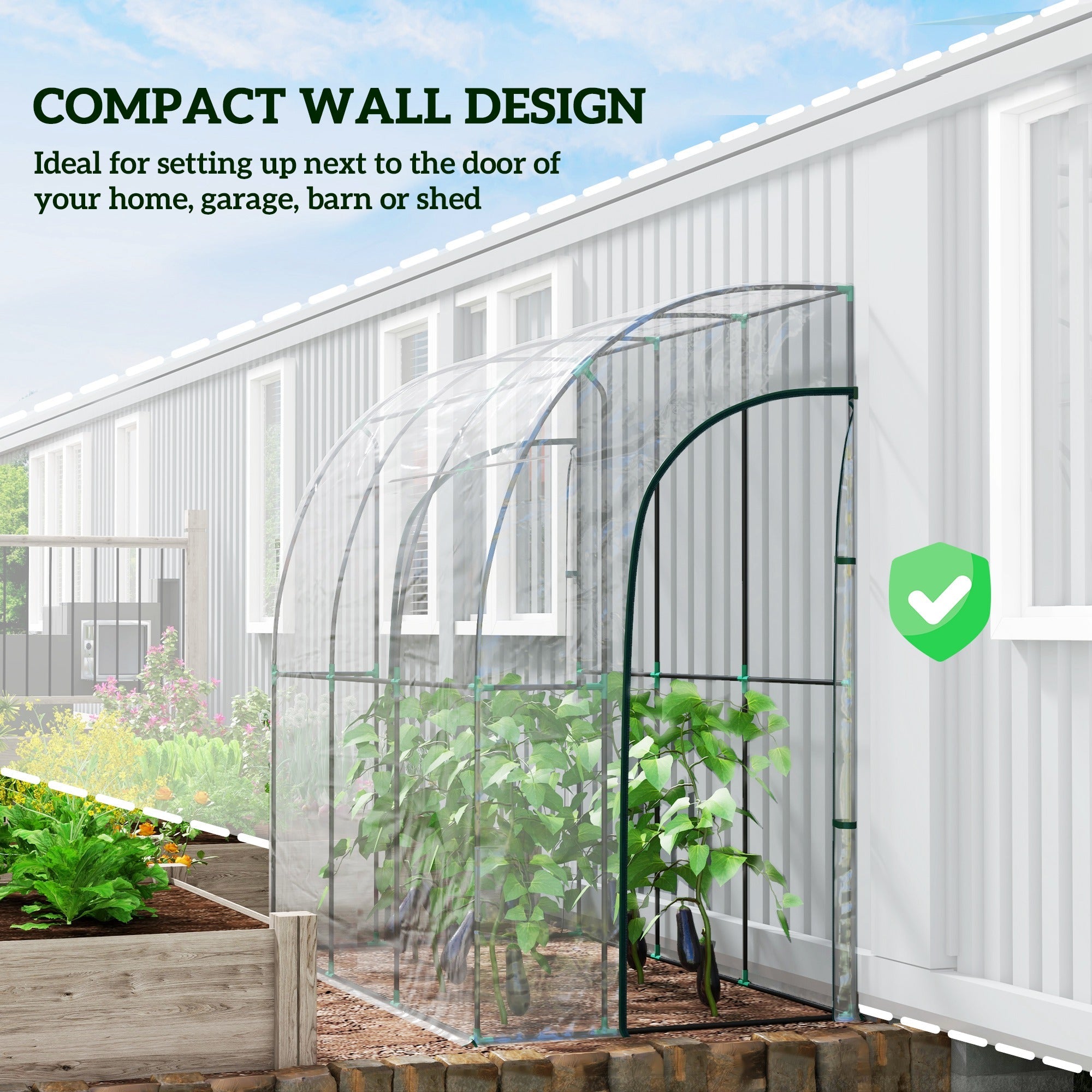 Walk-In Lean To Greenhouse 214cm x 118cm Clear