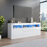 TV Cabinet, 160x35x60cm LED Lit, 3 Open, 2 Doors, 2 Drawers, Smart App Control, High Gloss