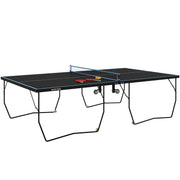Outdoor Tischtennistisch, klappbar, mit Netz und Rollen, Stahl Schwarz