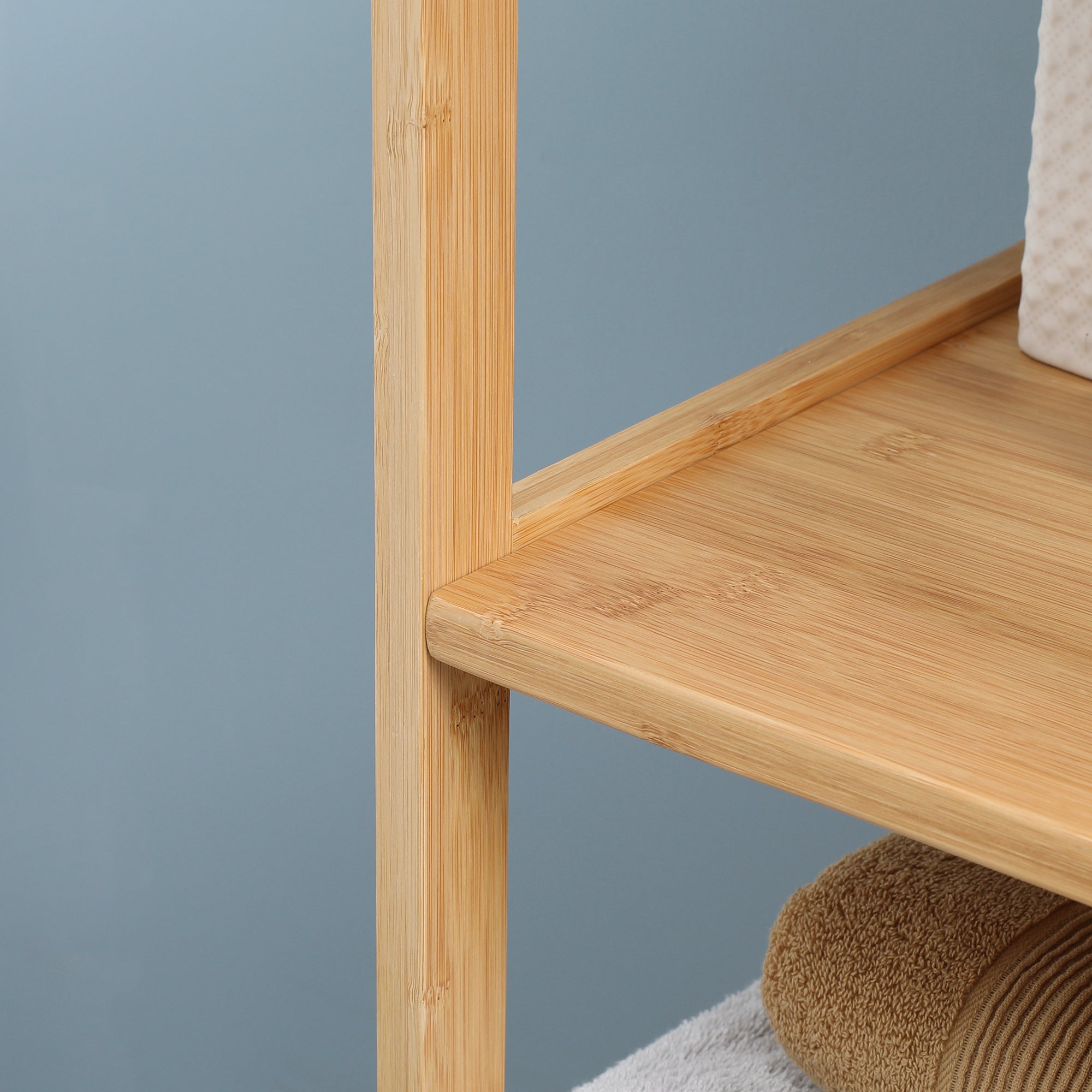 Kleankin Bathroom Cabinet, Tall with 3 Shelves 2 Drawers, Bamboo
