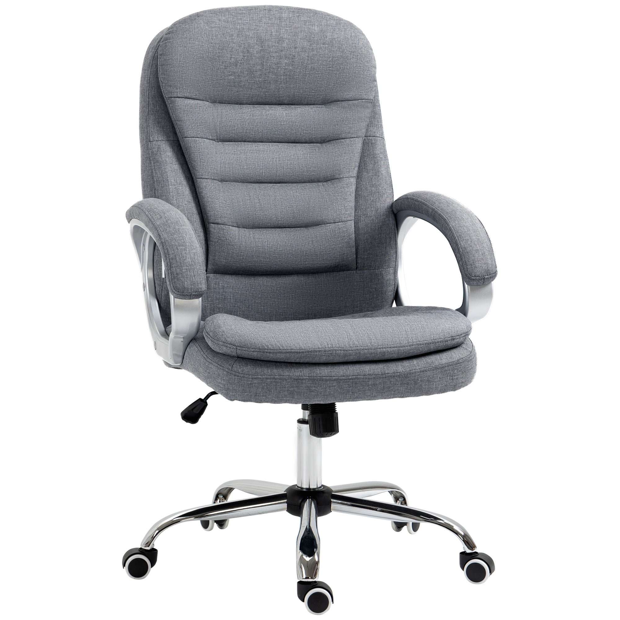 Ergonomic Office Chair, Adjustable Armrests Height Rocking Function, Grey Linen
