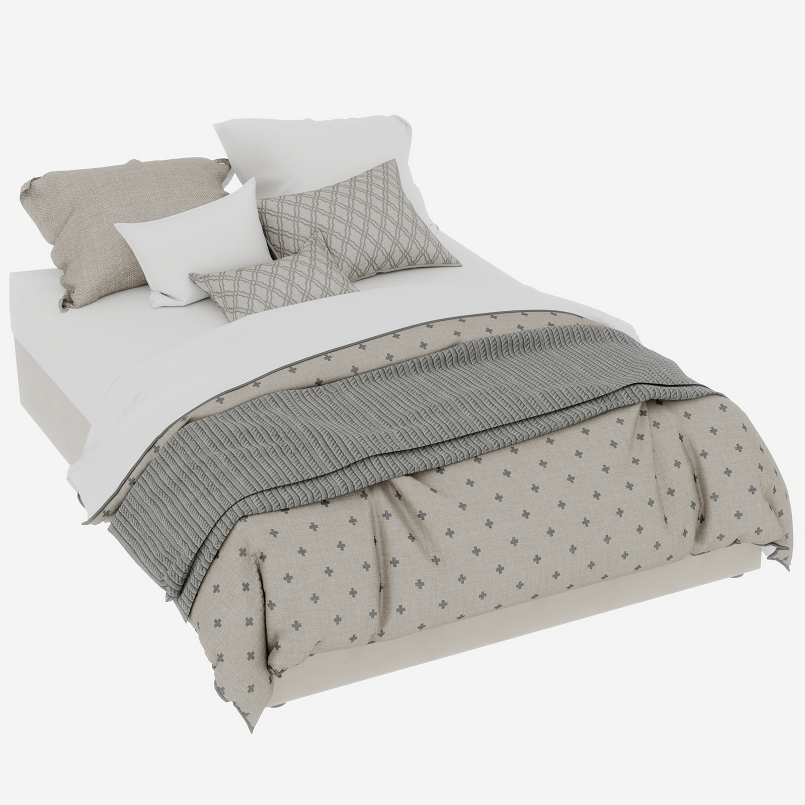 Modern Minimalist Bed Frame, 140x200 cm Gas Lift Storage, Dutch Velvet Beige