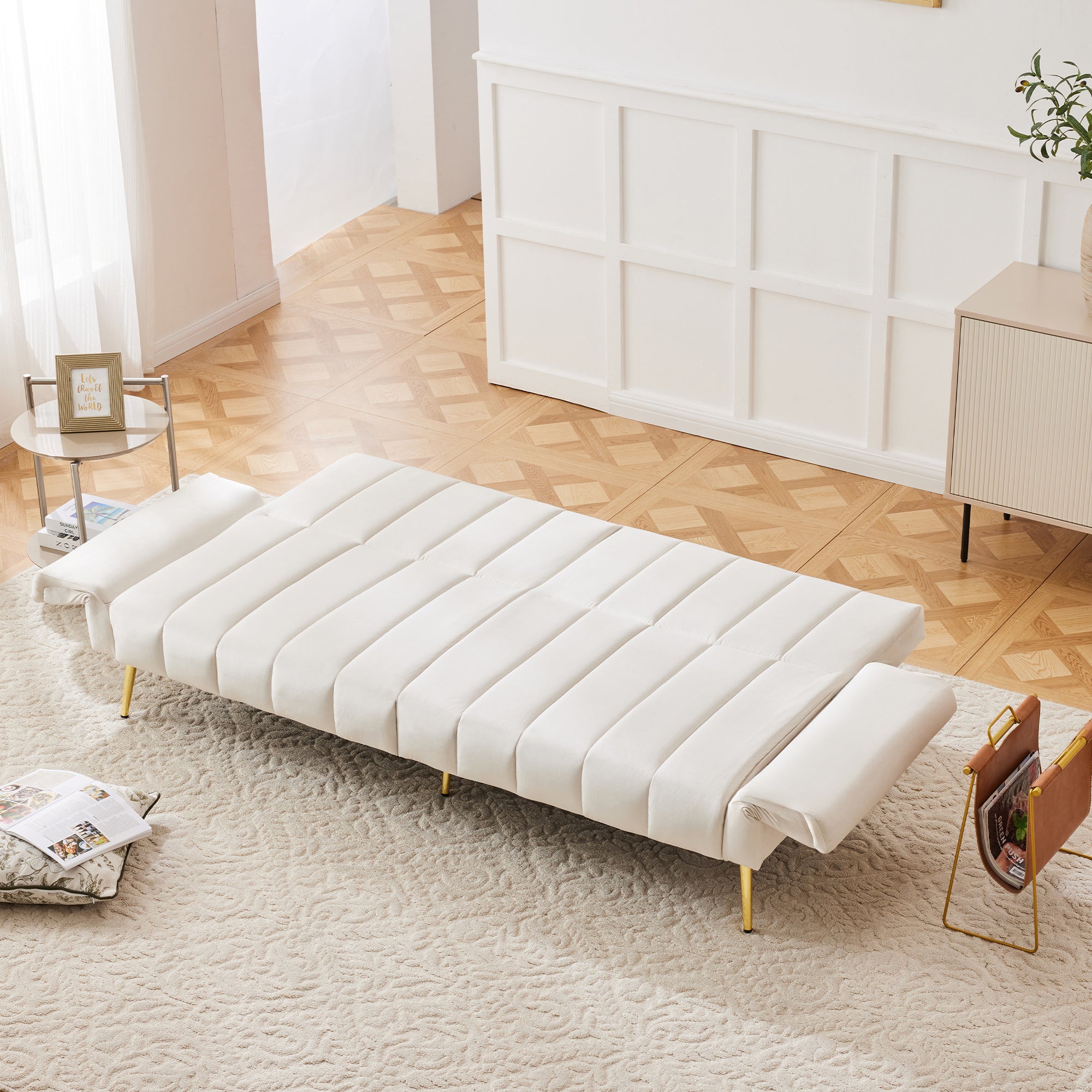 Sofa Bed, Modern Folding with Sleeping Function, Velvet Fabric