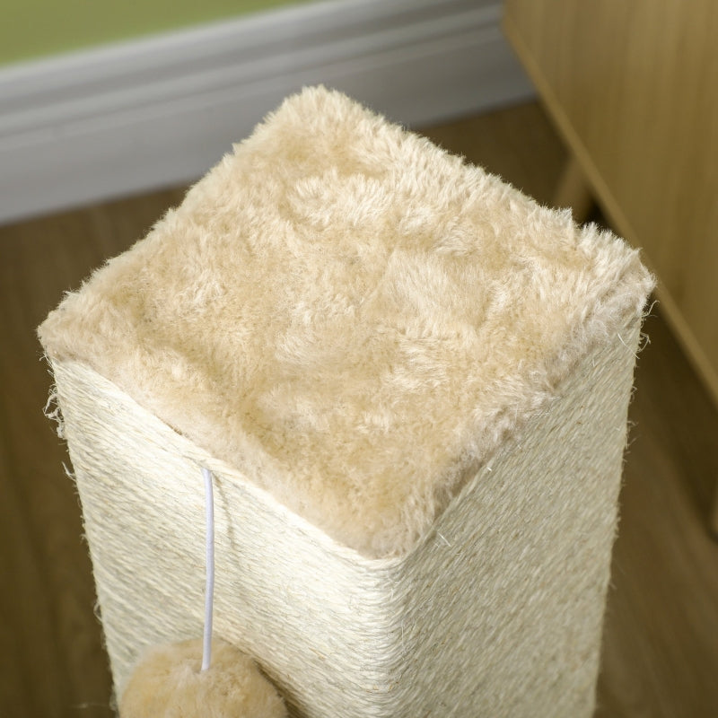 Cat Scratching Post, 79 cm Cat Tree with Toys, Plush Beige