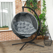 Round Egg Basket Chair, Steel Stand, Charcoal Grey