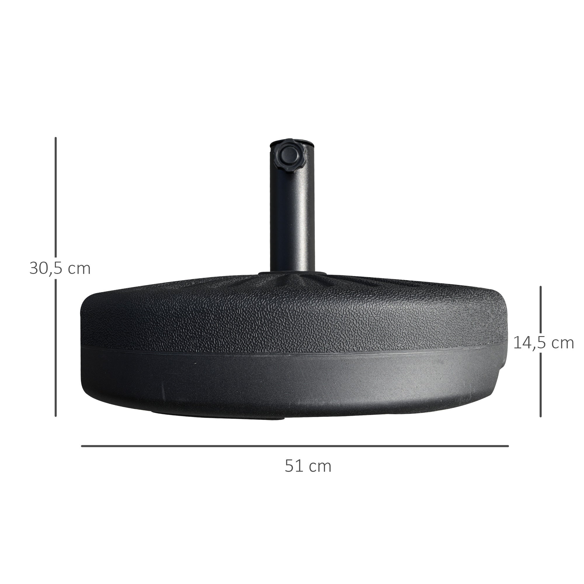 Parasol Base 22kg Stable Weatherproof for Ø38/48mm Parasols, Black Cement