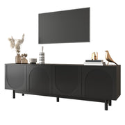 TV Cabinet 175cm Adjustable Shelves Lowboard Black