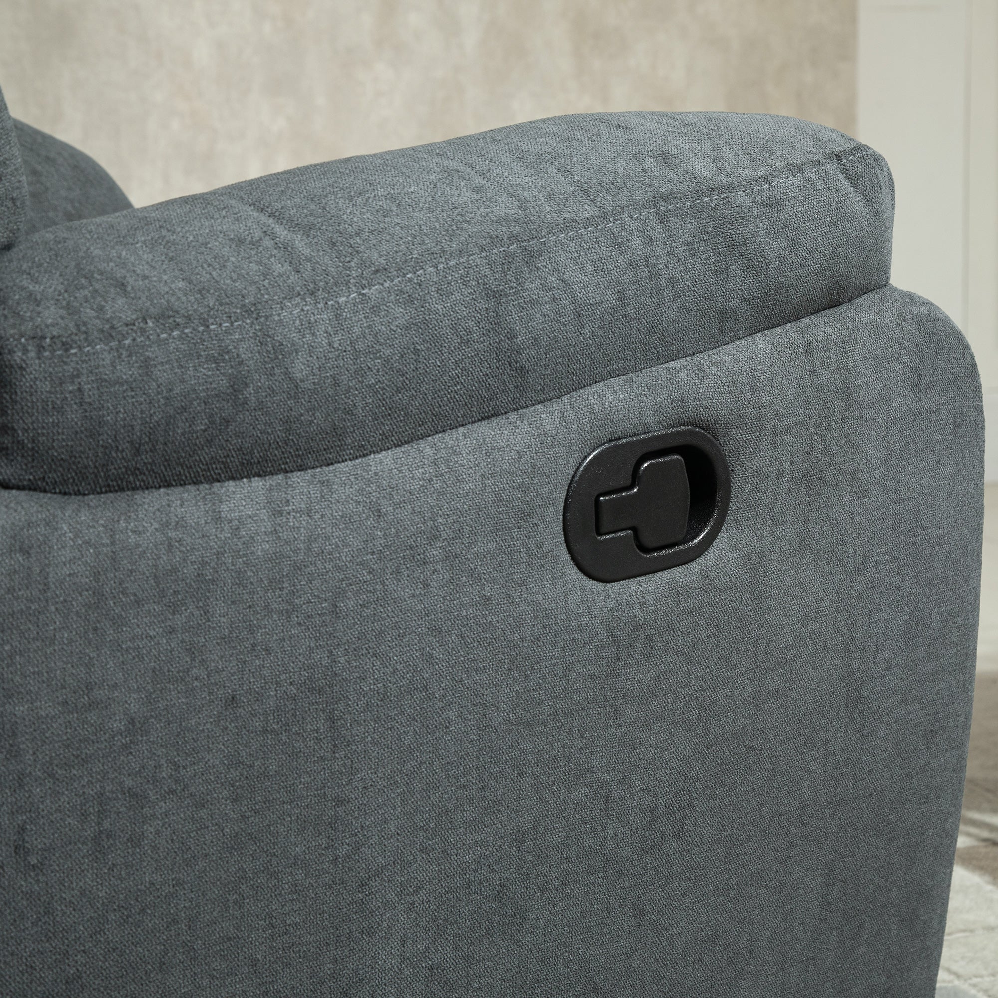 Reclining Armchair, 150° Tiltable for Living Room, Dark Grey Linen Look