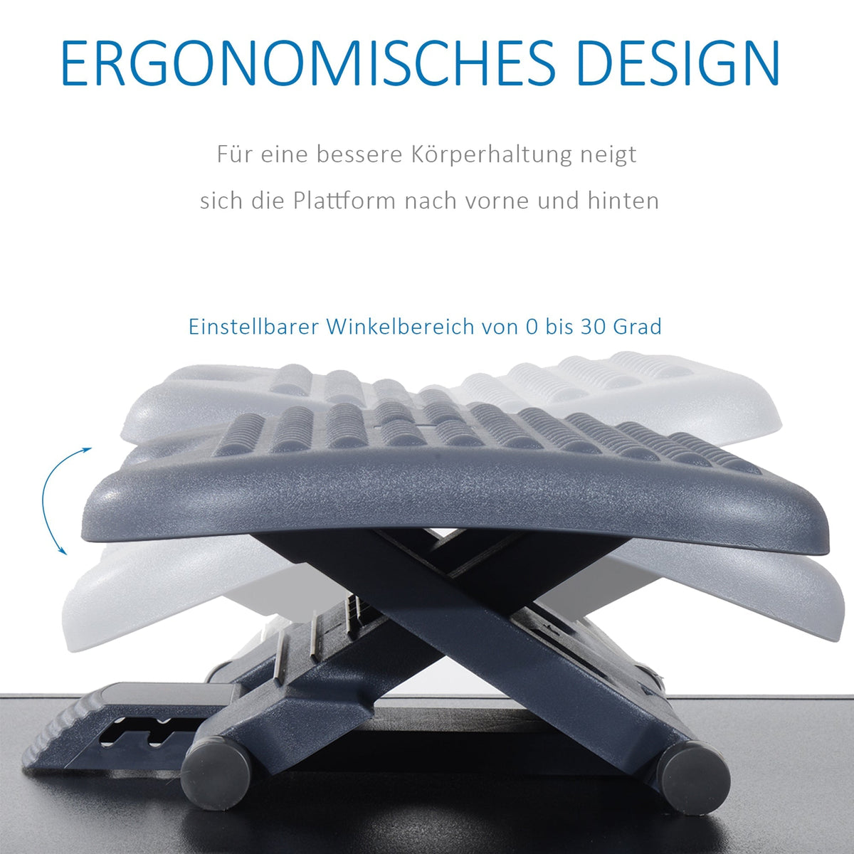 Relax Footrest for Office, Height-Adjustable, Plastic Dark Grey, 46x35cm