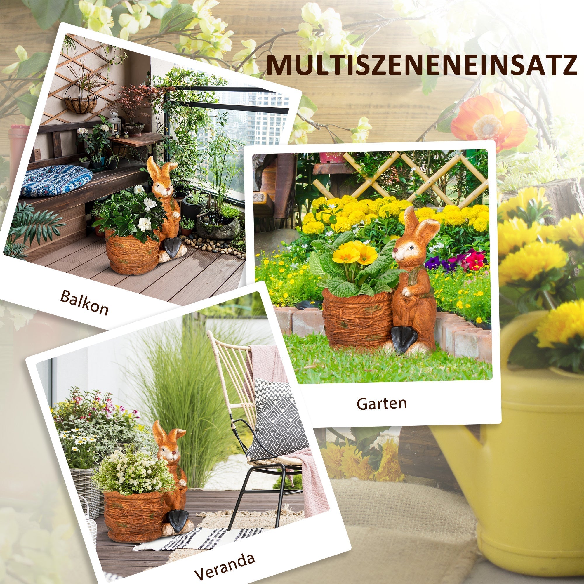 Blumentopf Hase Weidekorb Kräutertopf mit Ablaufloch MgO