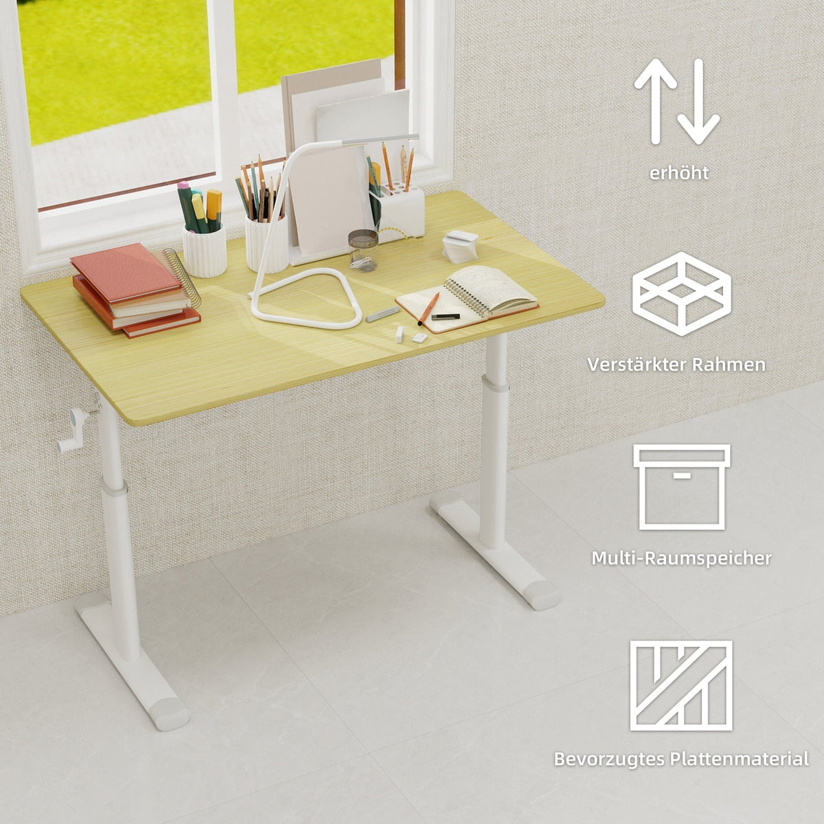 Adjustable Study Desk Height-Adjustable Multi-Purpose Compact Design, Home/Office