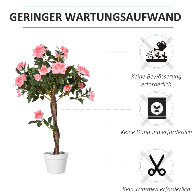 Artificial Rose Tree 90 cm Large Realistic Plant in Pot, Plastic