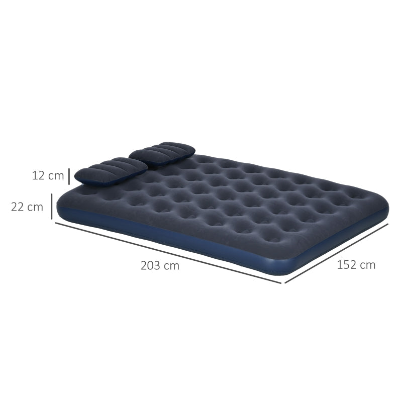Airbed Double Air Mattress with Hand Pump & Pillow, Blue
