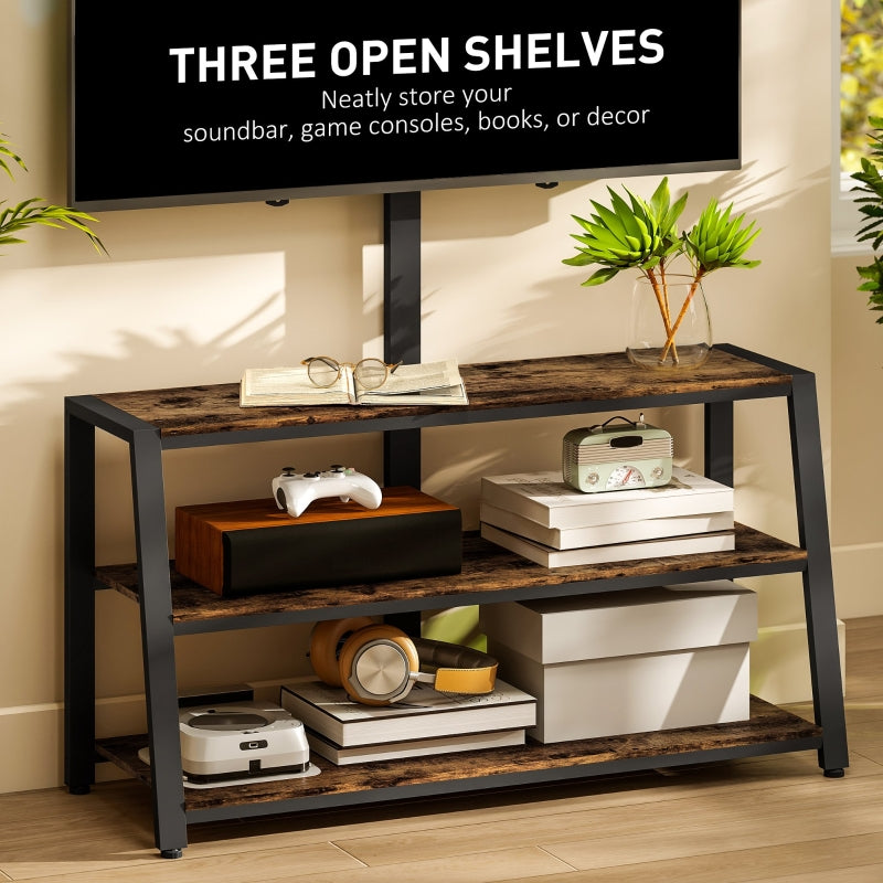 Industrial-Style TV Stand with 35° Swivel Bracket, Dark Brown