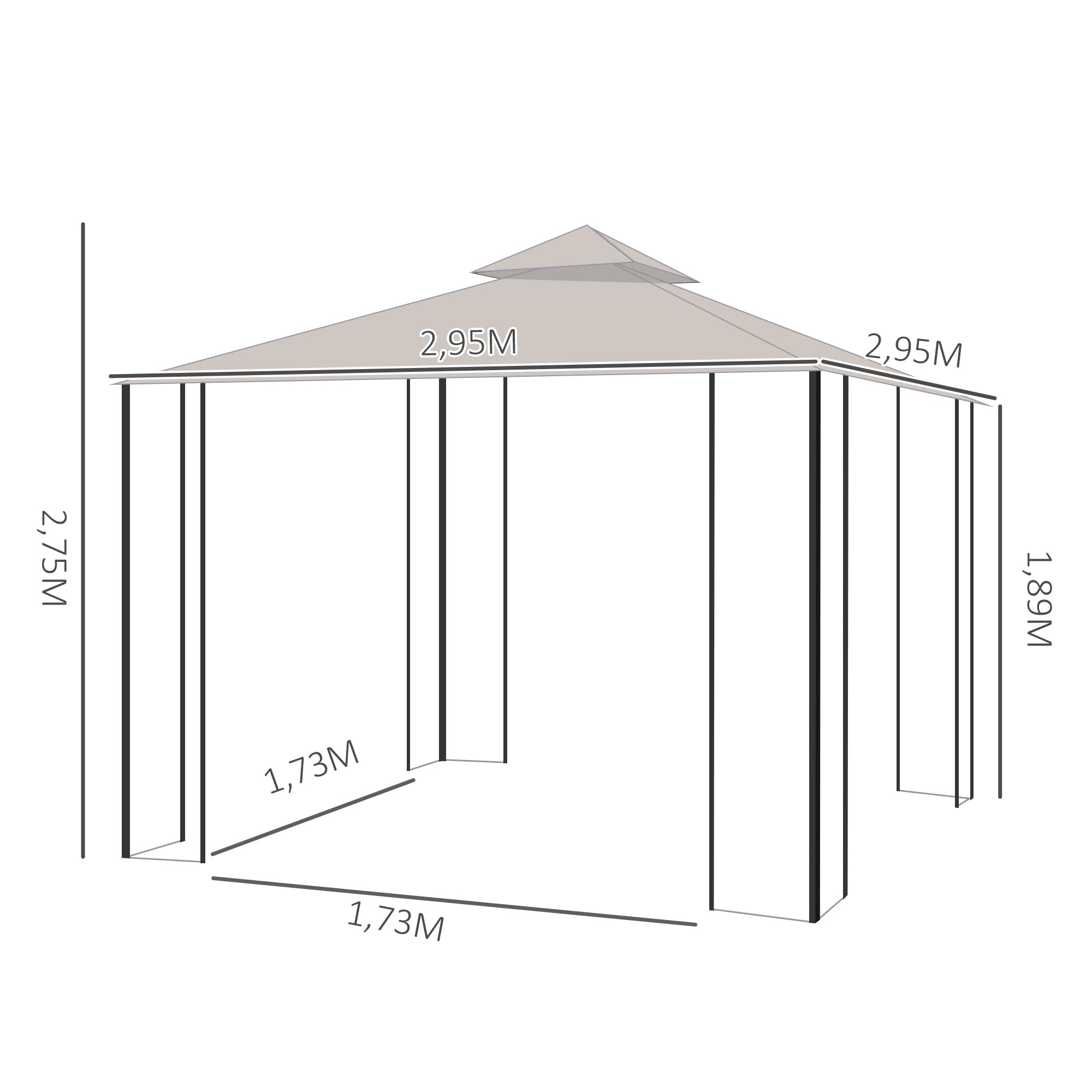 Garden Tent Double Roof Mosquito Net 295x295x275cm Polyester Beige/Black