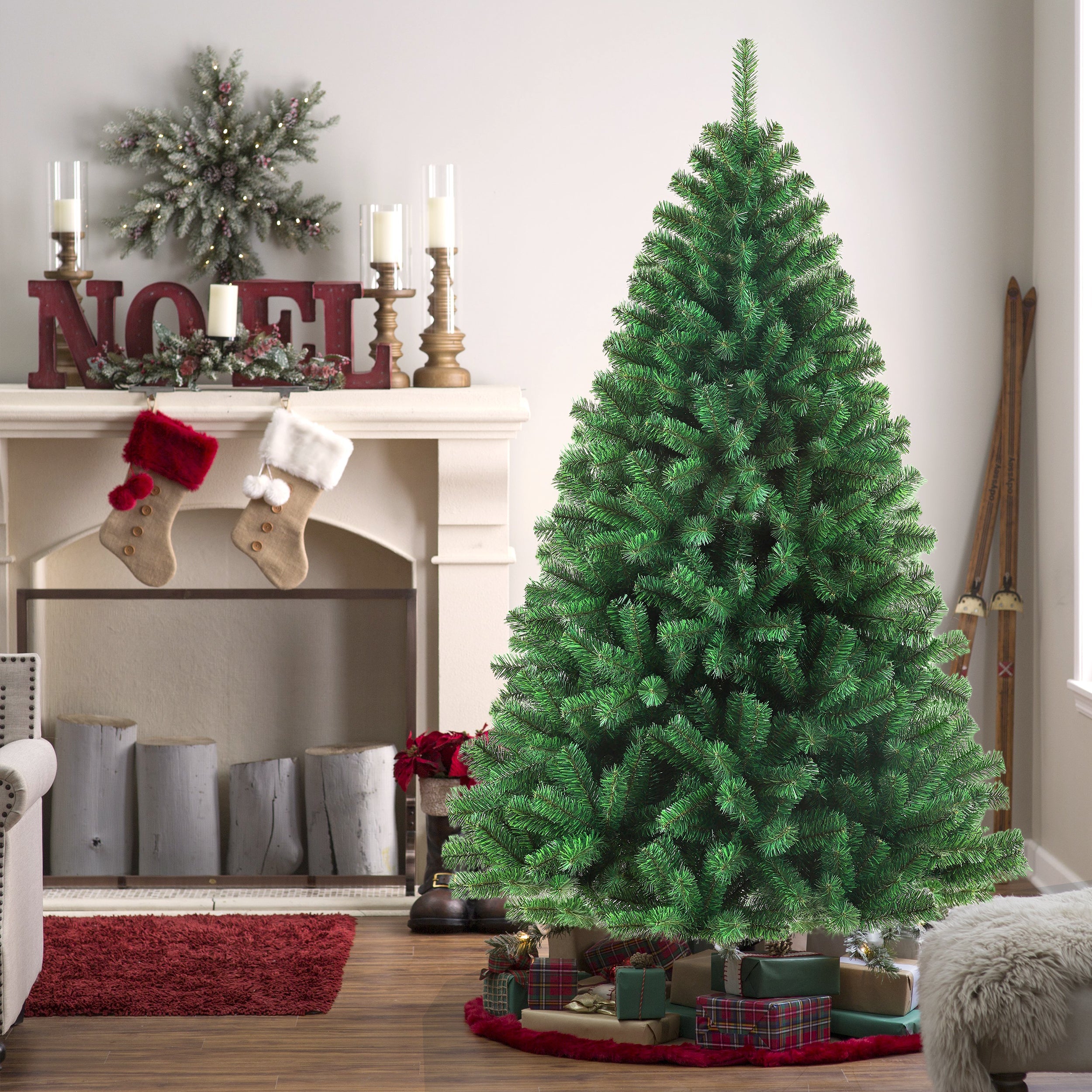 Artificial Christmas Tree, 210cm 1050 Tips Realistic, PVC with Metal Stand