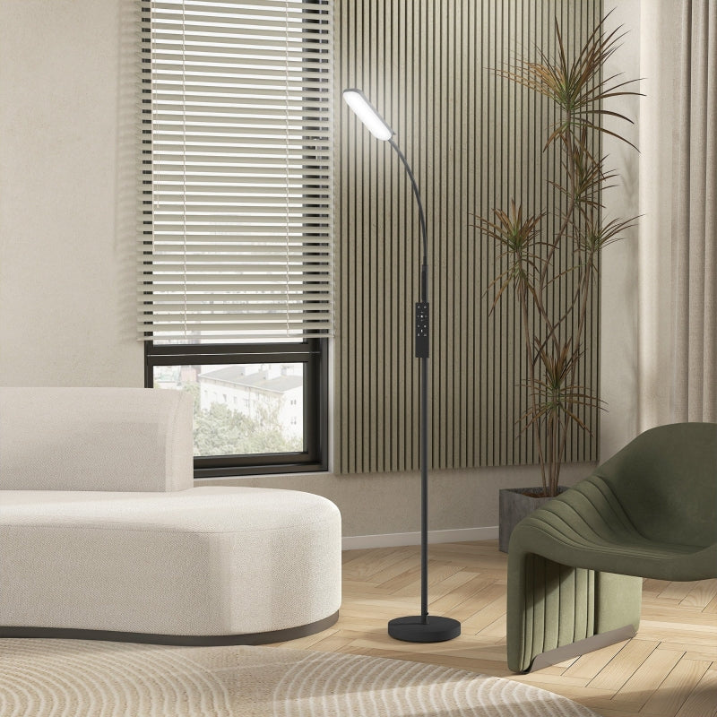 LED Floor Lamp Dimmable with Remote Control & Touch Control, 360° Adjustable Gooseneck, 1-Hour Timer, Memory Function, Black