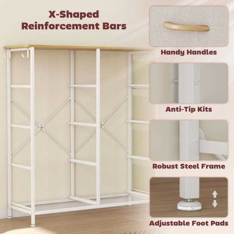 Chest of Drawers, Eight Fabric Drawers - Beige