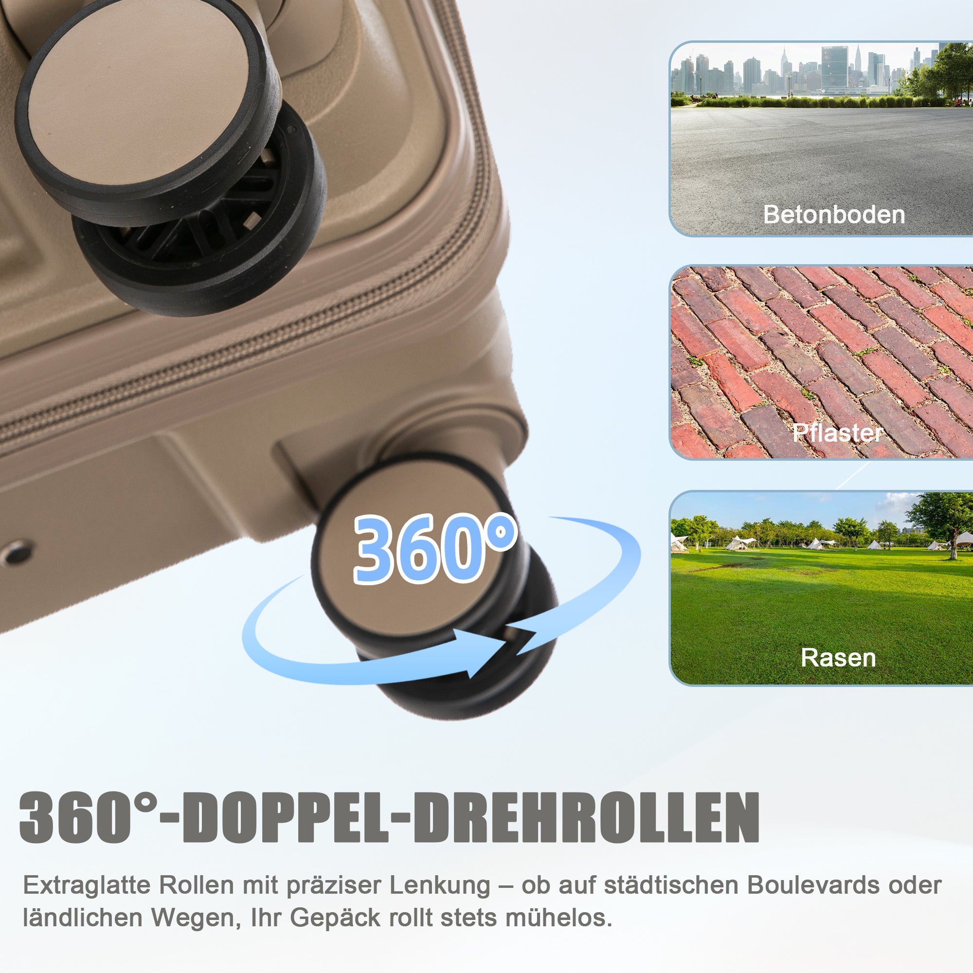 3-Piece Luggage Set 20"/24"/28" PP Spinner with Combination Lock - Champagne