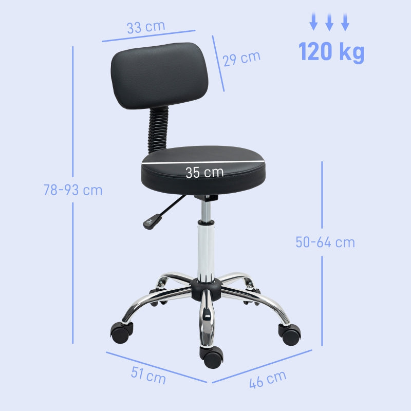 Salon Stool 360° Swivel Seat Black