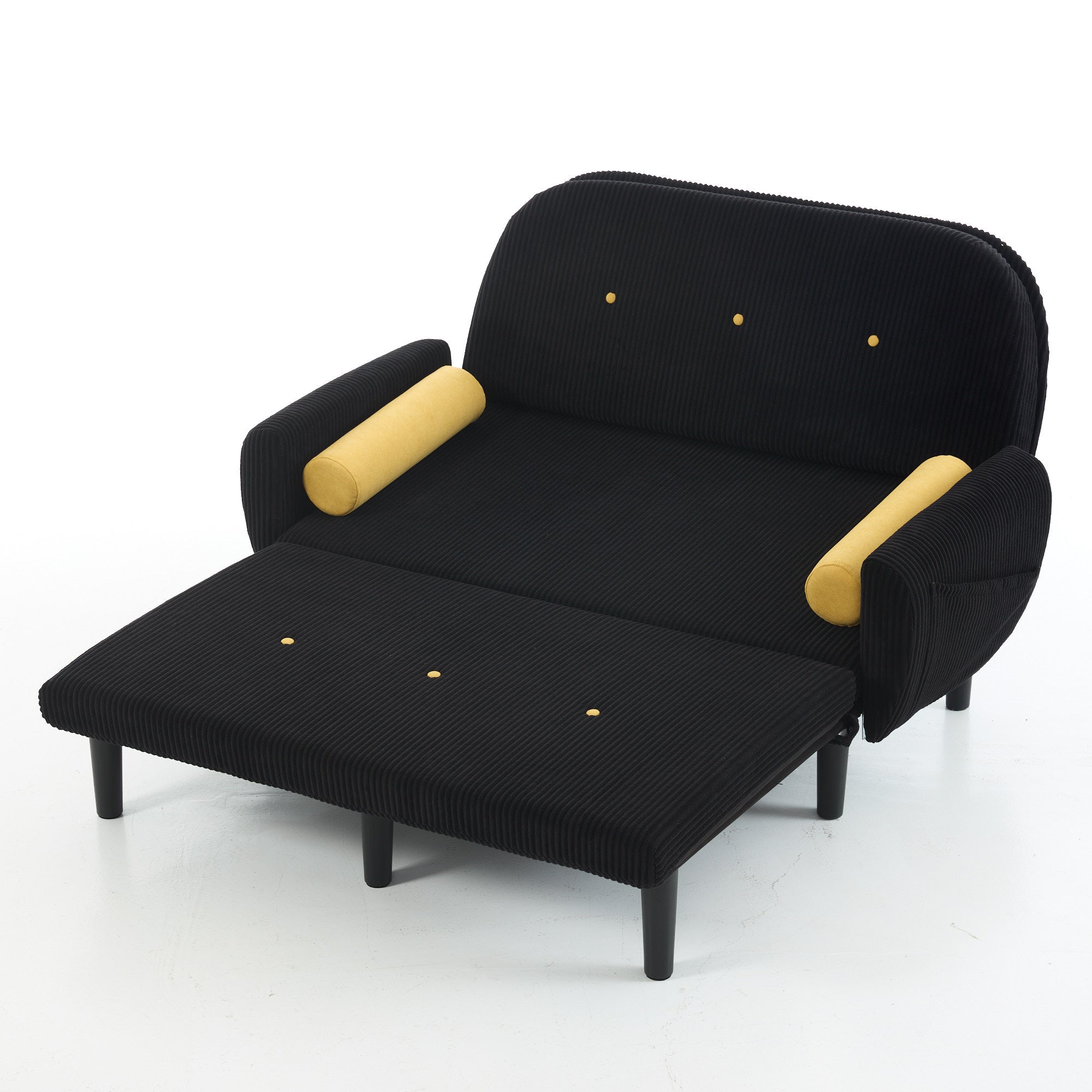 Loveseat Sofa Daybed Recliner with Storage Space, Black Corduroy