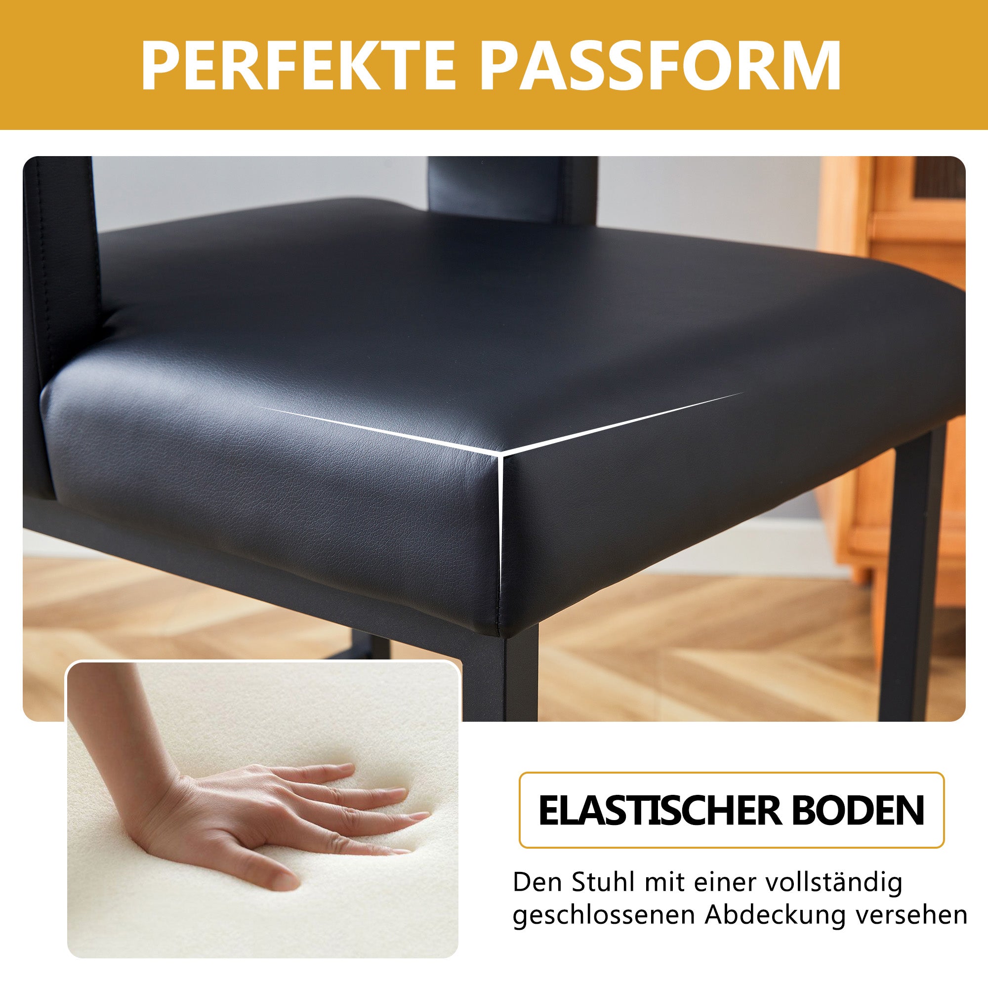 Bar Stools Set of 2 Nordic Square Gold Metal Legs - Black