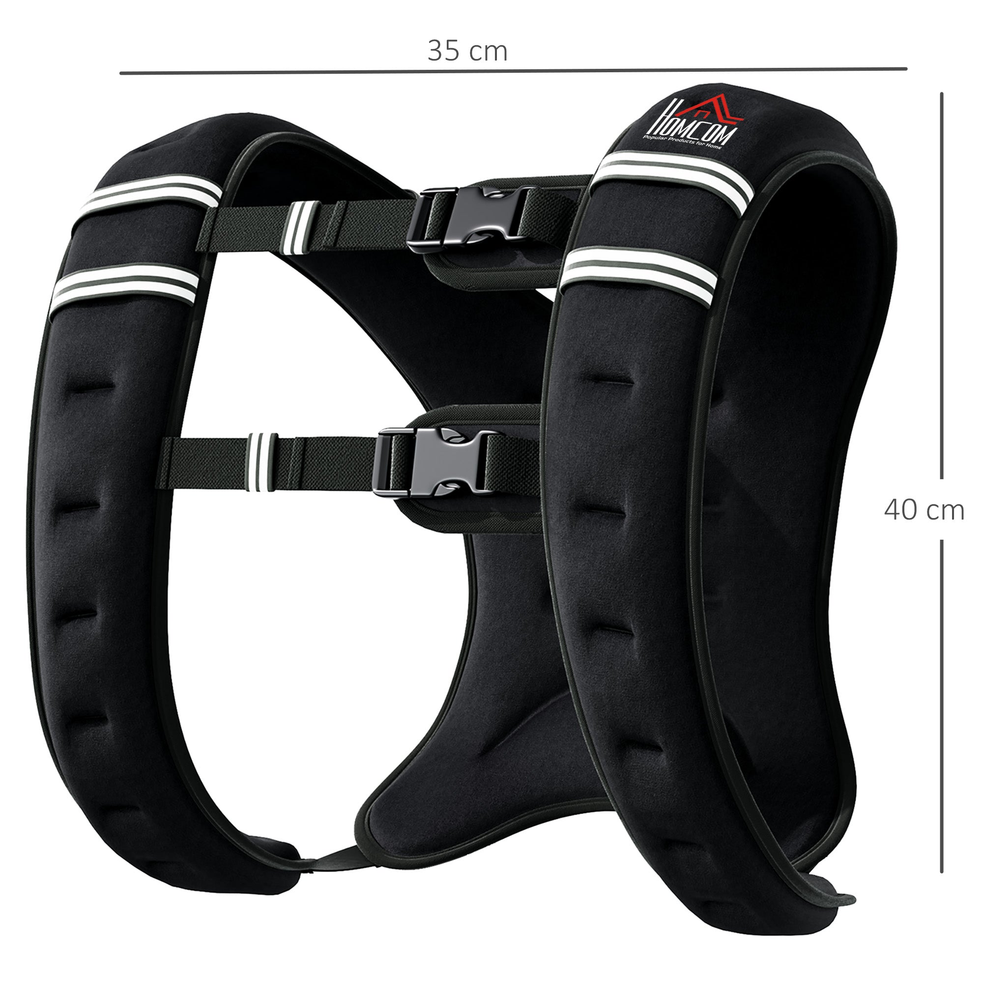 Weight Vest 10 kg Adjustable Strength Training Black Oxford Fabric