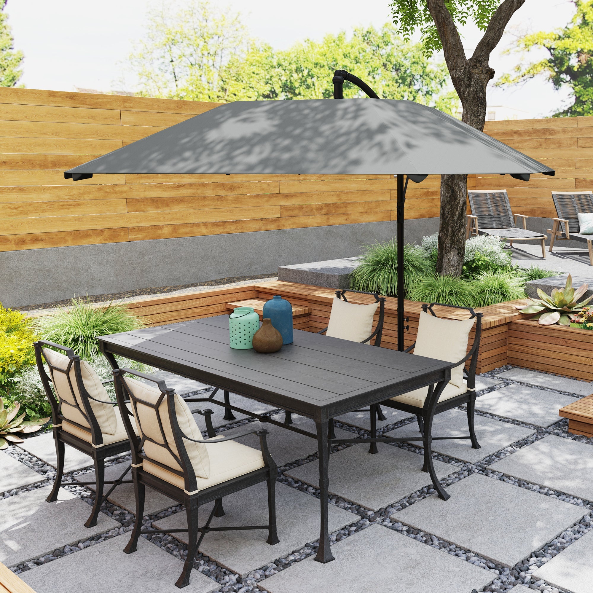 Aluminum Cantilever Parasol Ø 260 cm Waterproof Tiltable Dark Grey