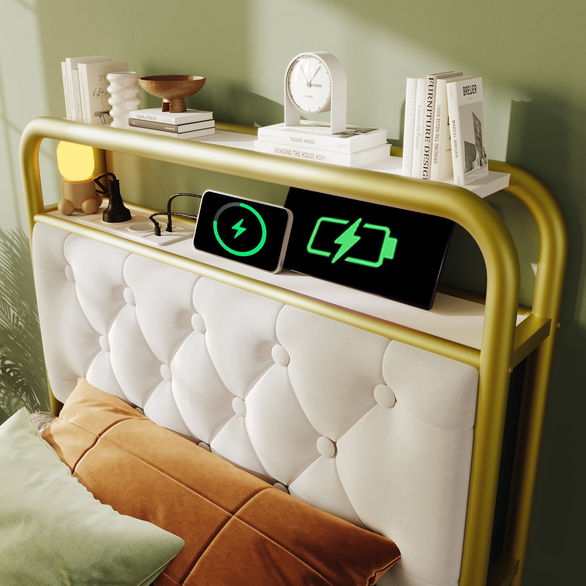 Upholstered Single Bed with USB Type C & LED, 90x200, 2 Drawers, Velvet