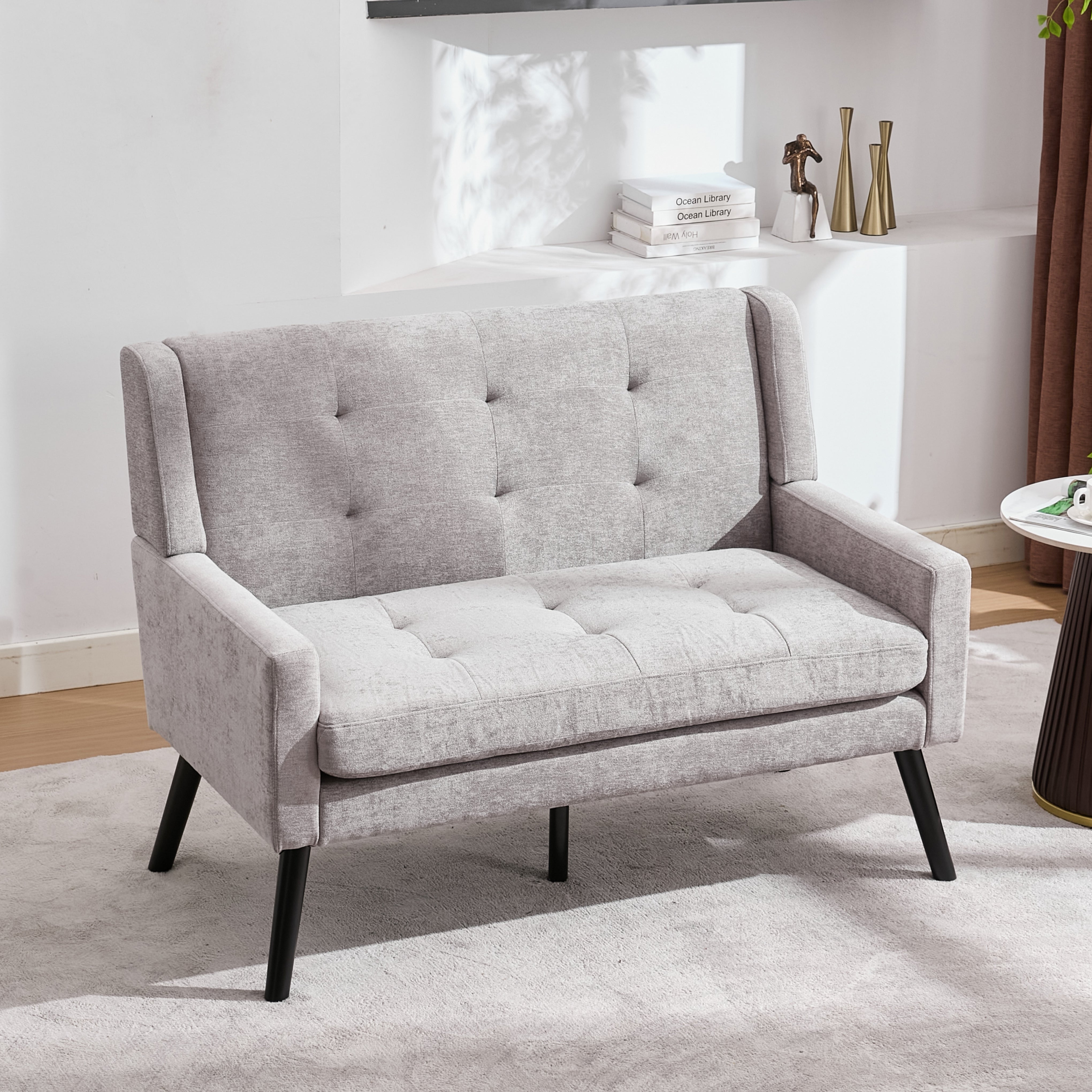 2-Piece Accent Armchair Set with High-Density Foam and Solid Wood Legs, Durable Fabric