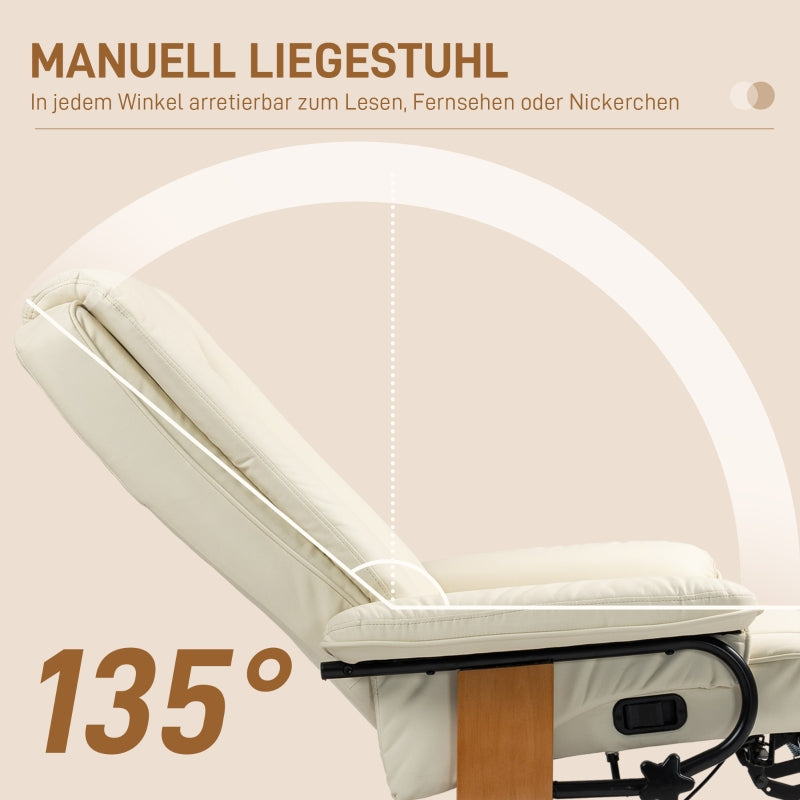 Relax Liegesessel Drehbar Fernsehsessel Relaxsessel Fußstütze Kunstleder Cremeweiß