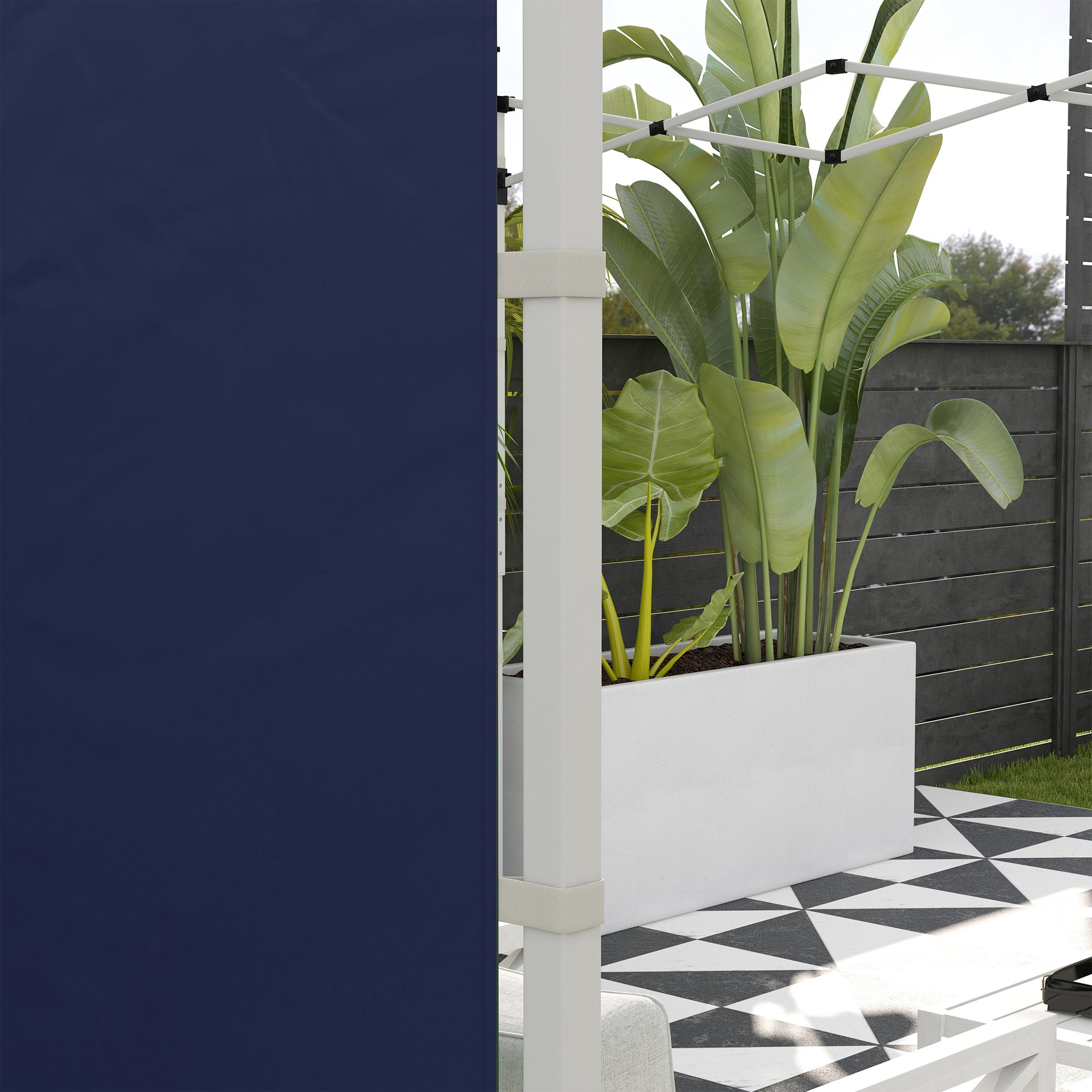 Side Panels for Gazebo, 3x3m and 3x6m with Window and Door, Oxford, Blue