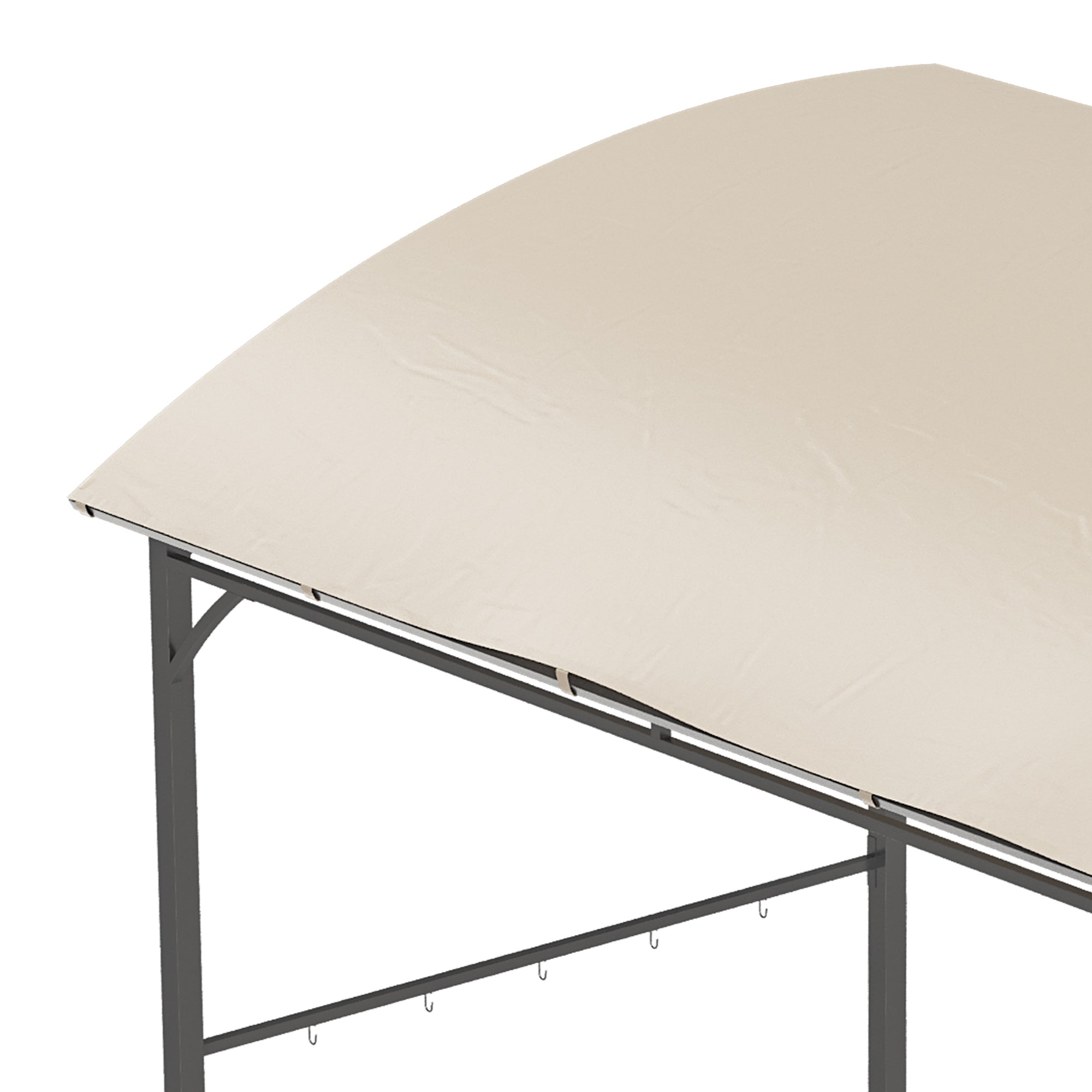 BBQ Grill Gazebo Tent 2.2 x 1.5 m, Metal Frame Curved Canopy 10 Hooks, Beige