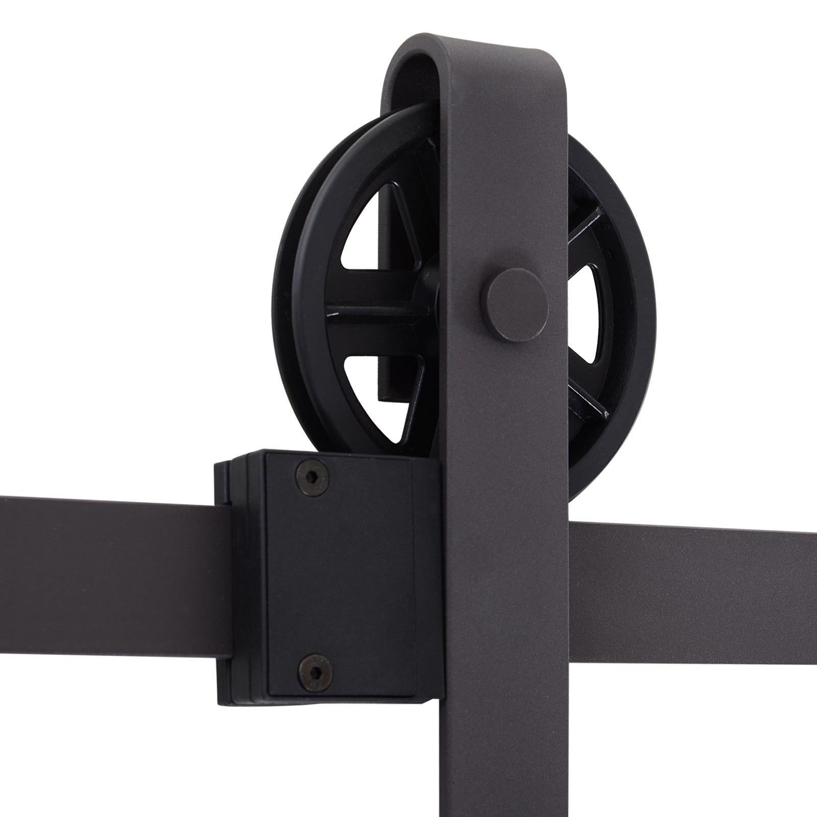 Sliding Door Hardware Kit, 183 cm Complete Set, Carbon Steel Dark Brown