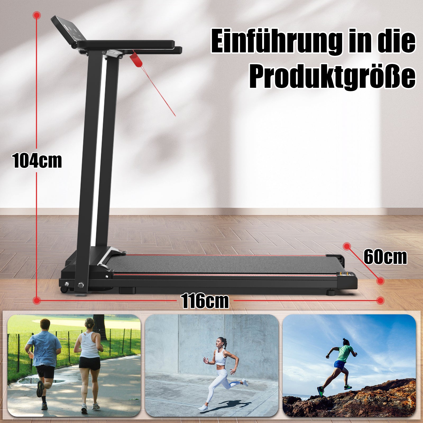 Electric Treadmill, Folding, 12 km/h Max Speed, LED Display, 120 kg Capacity