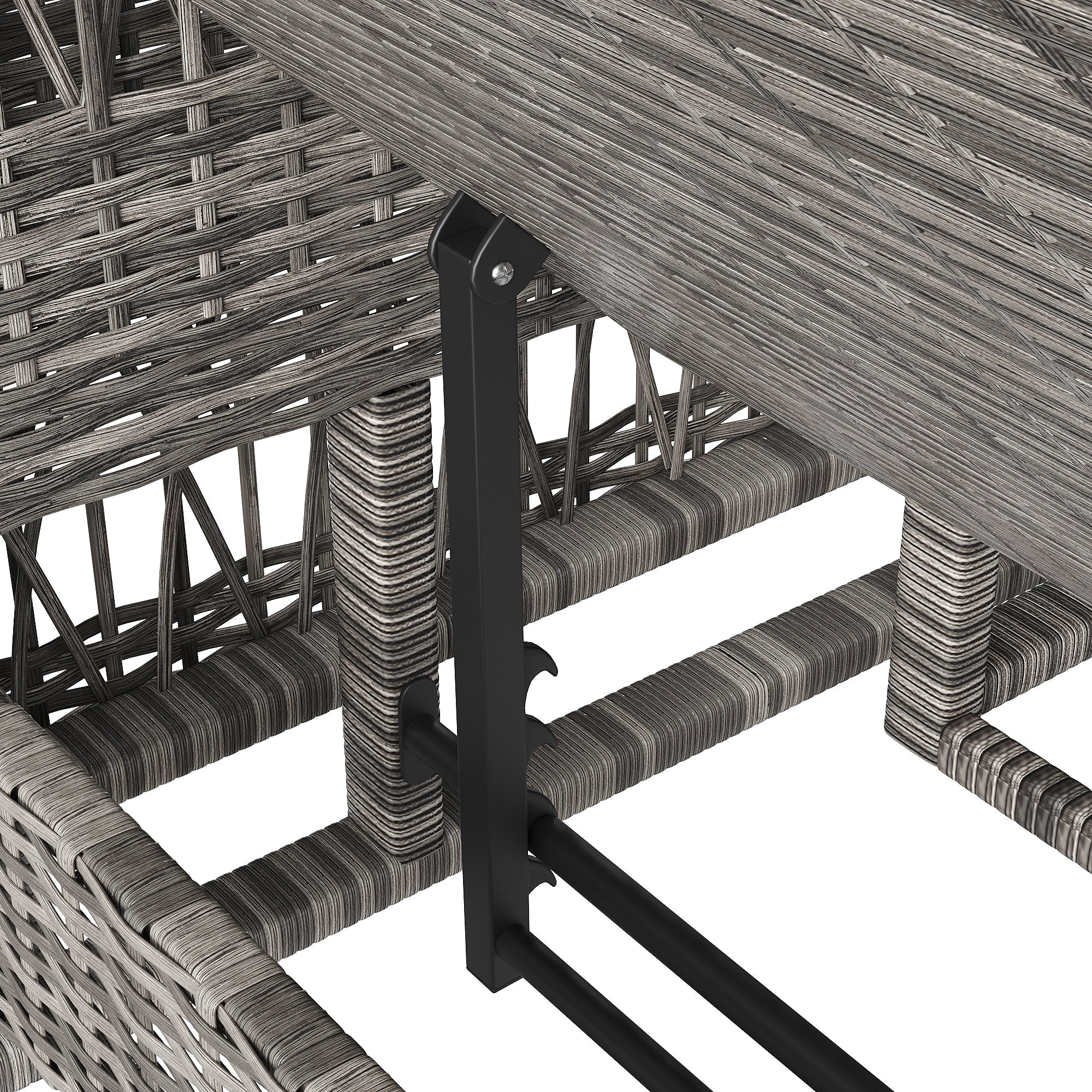 Outdoor Rattan Lounger Set of 2 with Adjustable Backrest and Removable Cushion, Grey