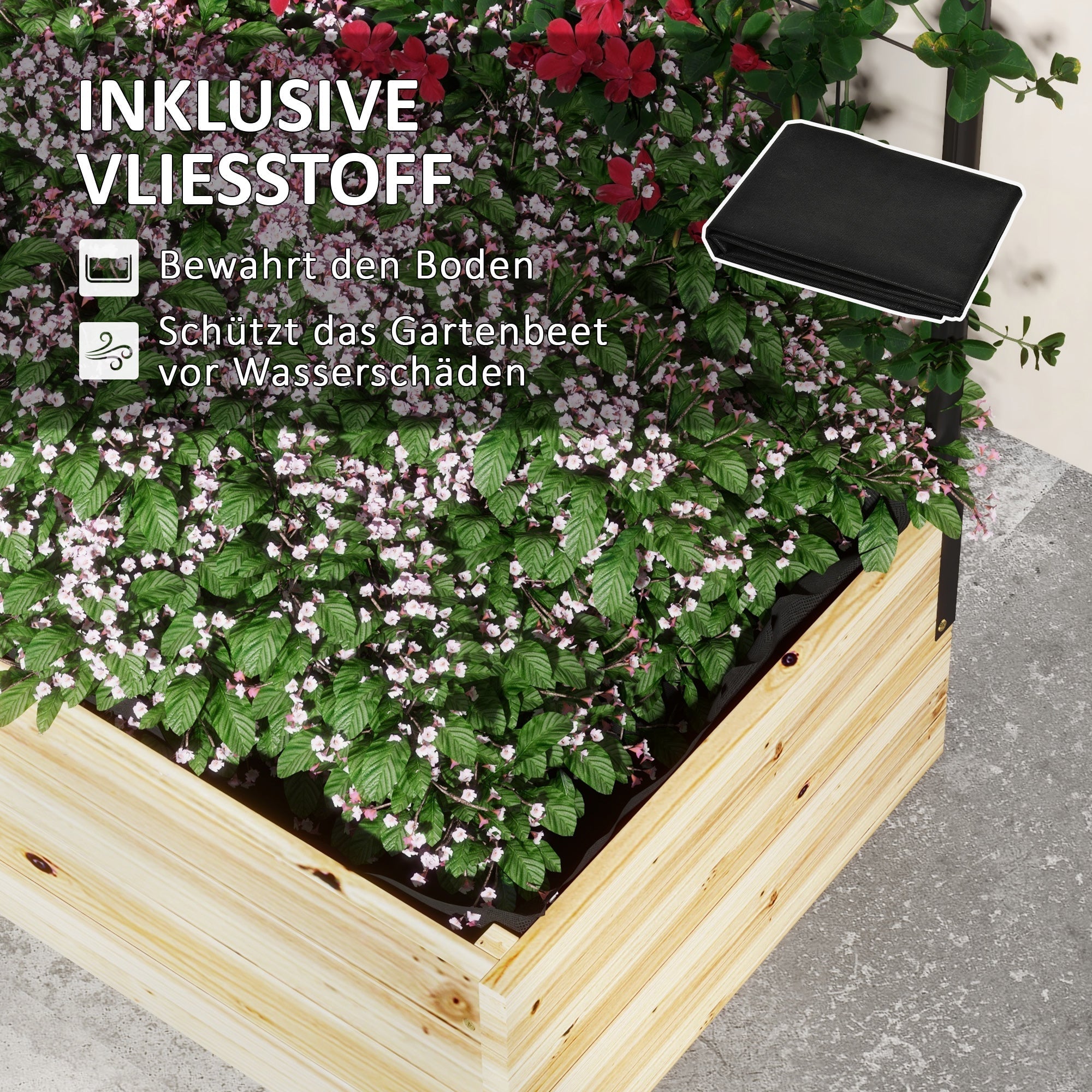 Raised Garden Bed Planter Trellis Herb Flower Box 80x38x145cm Natural Wood