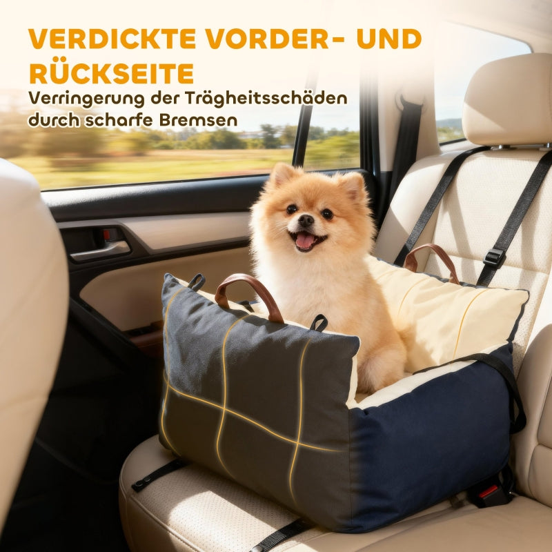Dog Car Seat 2 Straps Washable Cover Under 5kg - Blue