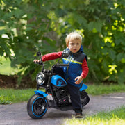 Electric Children's Motorcycle with Headlight and 3 km/h Speed, Blue and Black