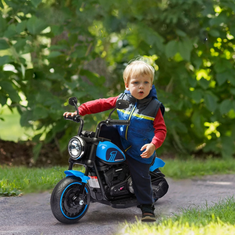 Electric Children's Motorcycle with Headlight and 3 km/h Speed, Blue and Black